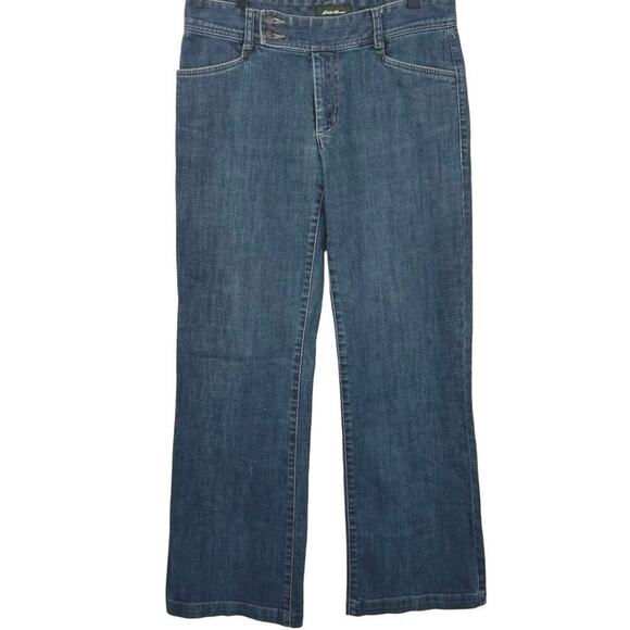 Eddie Bauer Denim - Eddie Bauer Wide Leg Jeans Women 32x29 Blue Classic Relaxed Vintage Wash Denim
